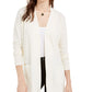Pink Rose Juniors' Open Cardigan Sweater White Size Large