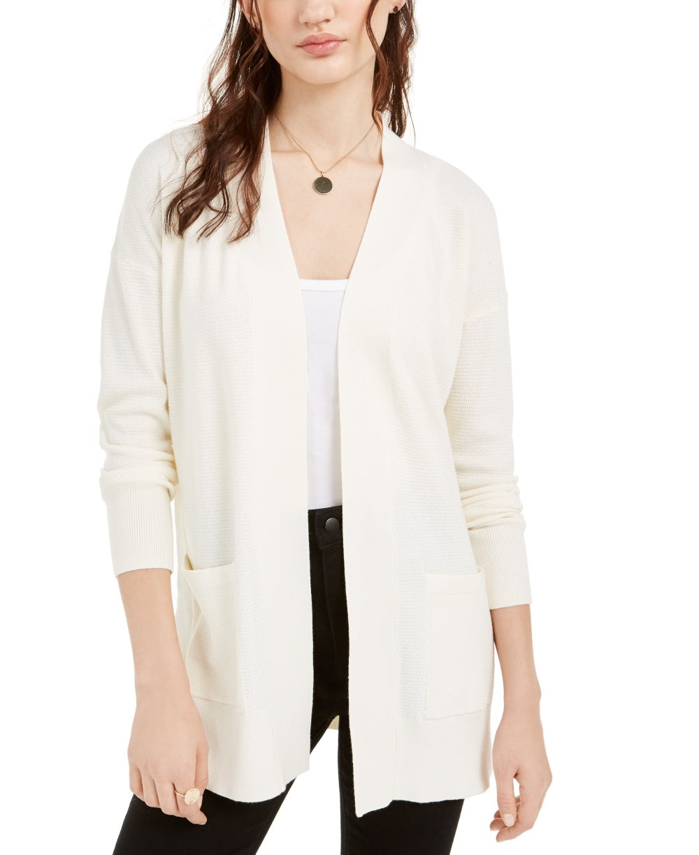 Pink Rose Juniors' Open Cardigan Sweater White Size Large