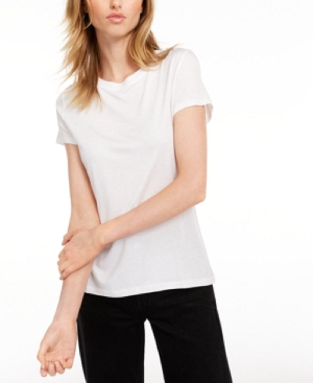 Maison Jules Women's Tie-Back Solid T-Shirtl White Size Large