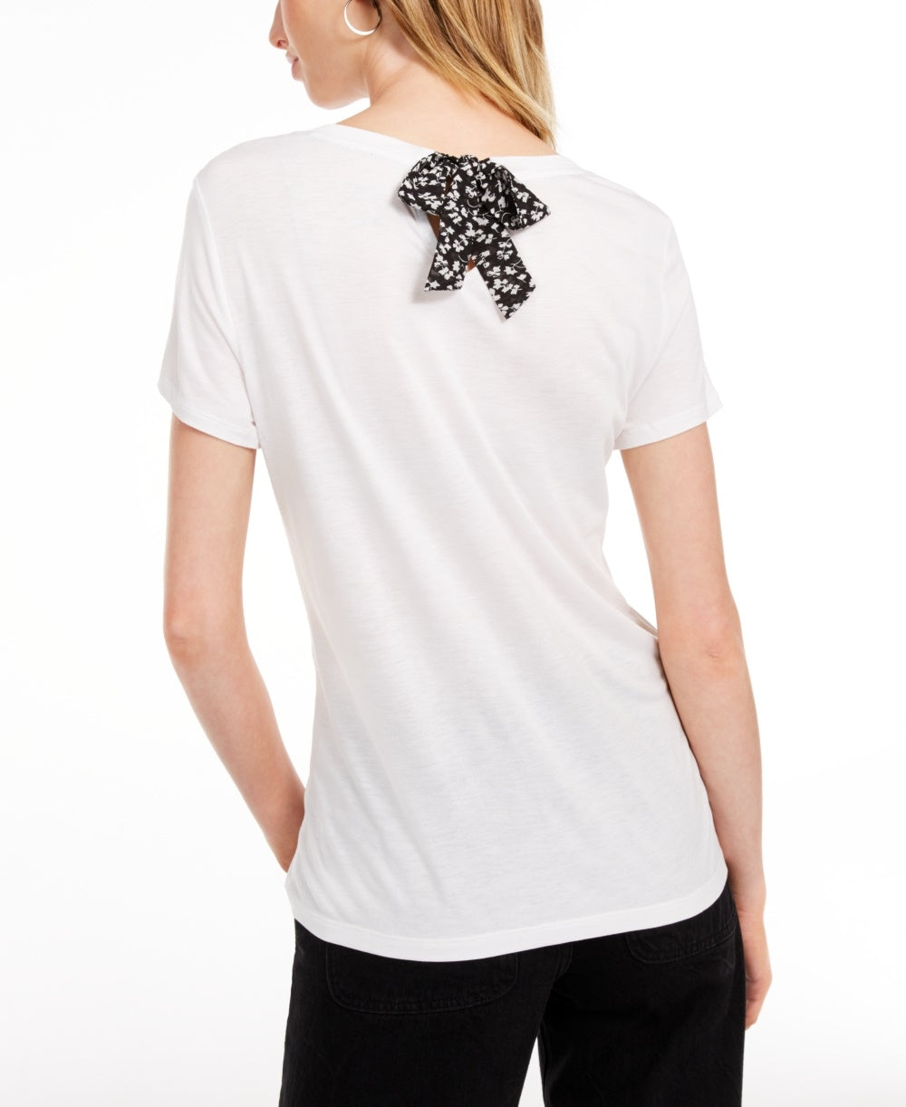 Maison Jules Women's Tie-Back Solid T-Shirtl White Size Large