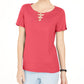 Karen Scott Women's Triple Ring Cutout Top Orange Size Medium