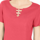 Karen Scott Women's Triple Ring Cutout Top Orange Size Medium