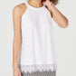 Charter Club Women's Sleeveless Lace Trim Top White Size Large