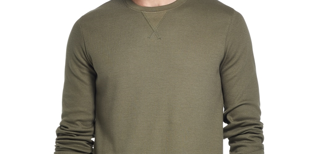 Weatherproof Vintage Men's Waffle Knit Long-Sleeve T-Shirt Green Size XX-Large