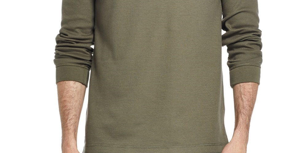 Weatherproof Vintage Men's Waffle Knit Long-Sleeve T-Shirt Green Size XX-Large