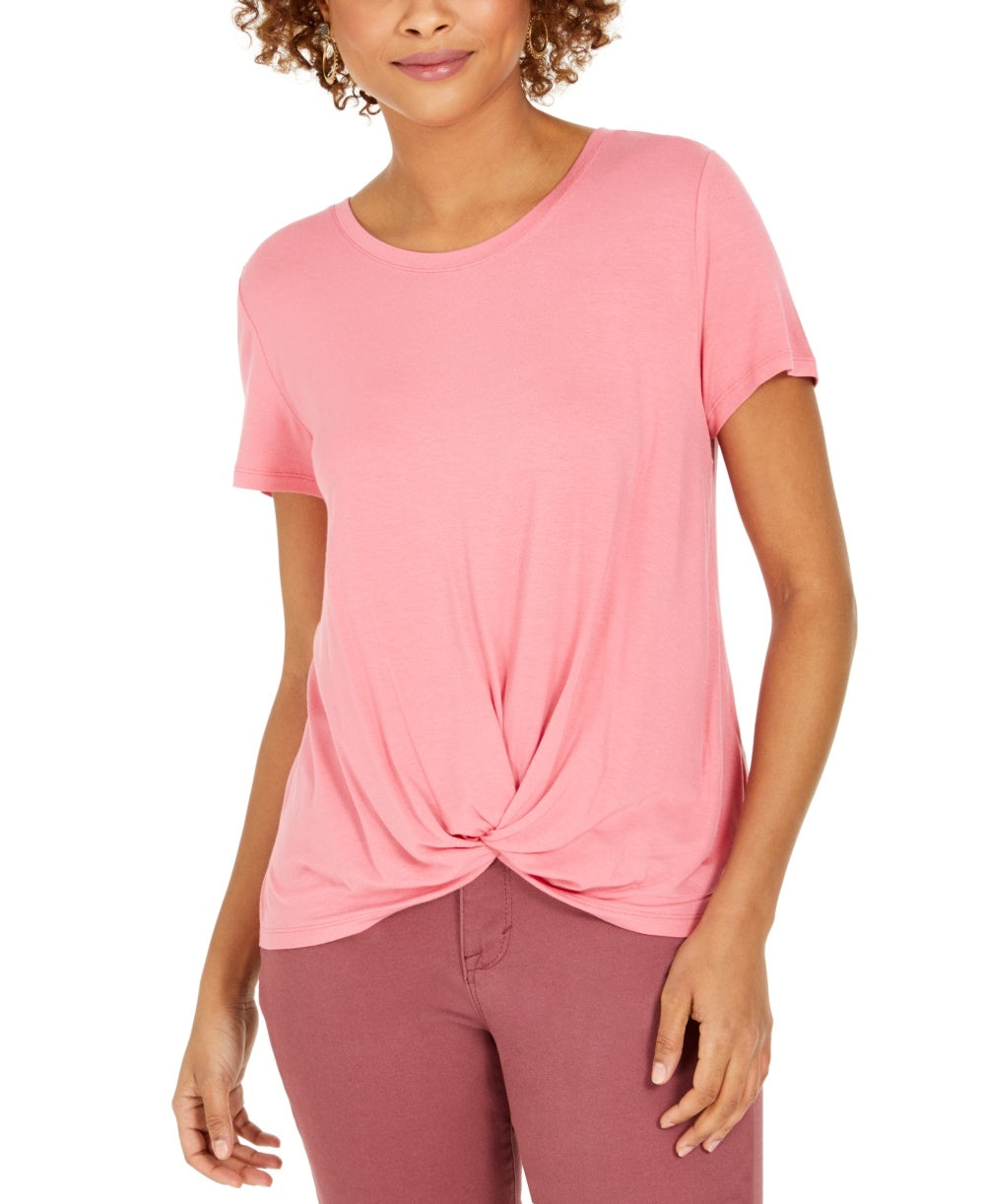 Style & Co Women's Twist Front Top Pink Size X-Small