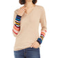 Tommy Hilfiger Women's Cotton Striped Sweater Brown Size X-Large