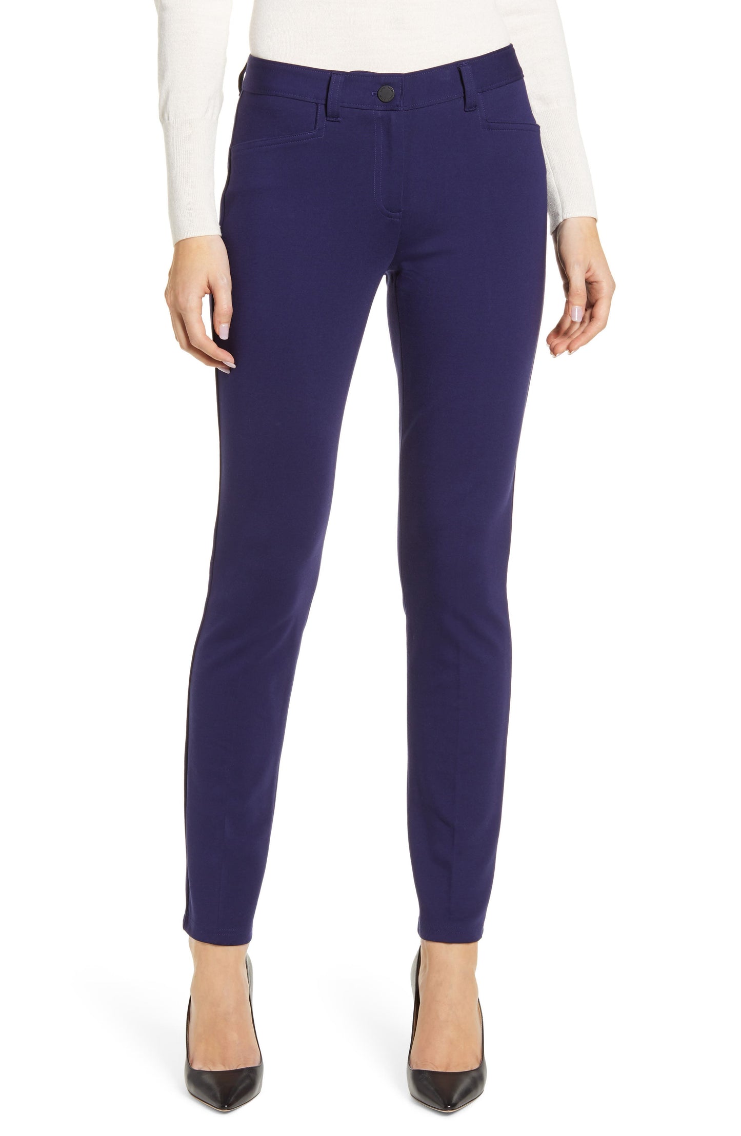 Anne Klein Women's Fly Front Leggings Navy Size 14