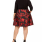 Jessica Howard Women's Plus Floral Print Fit & Flare Dress Black / Red Size 24W