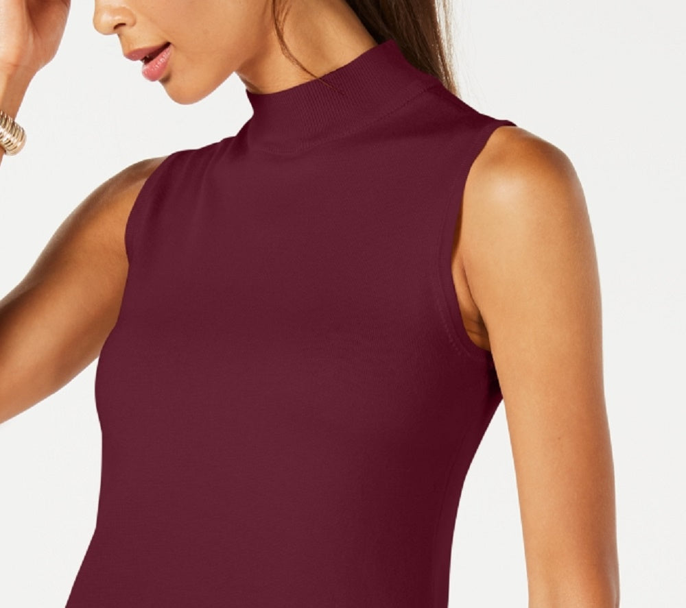 JM Collection Women's Petite Sleeveless Mock Neck Sweater Red Size Small