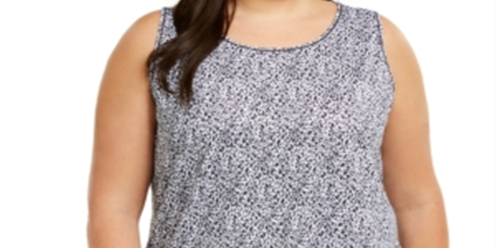 Ideology Women's Fitness Mesh Inset Tank Top Black / White  Size 3X