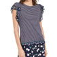 Maison Jules Women's Garden Flutter-Sleeve Top Blue Size Medium