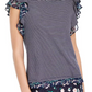 Maison Jules Women's Garden Flutter-Sleeve Top Blue Size Medium