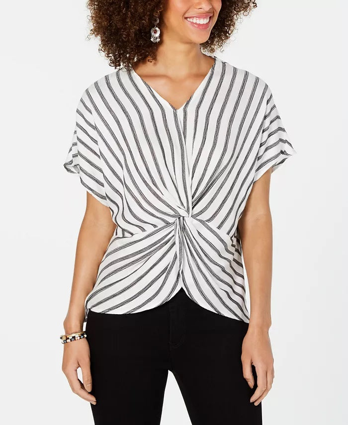 Style & Co Women's Twist-Front Top Black Size Medium