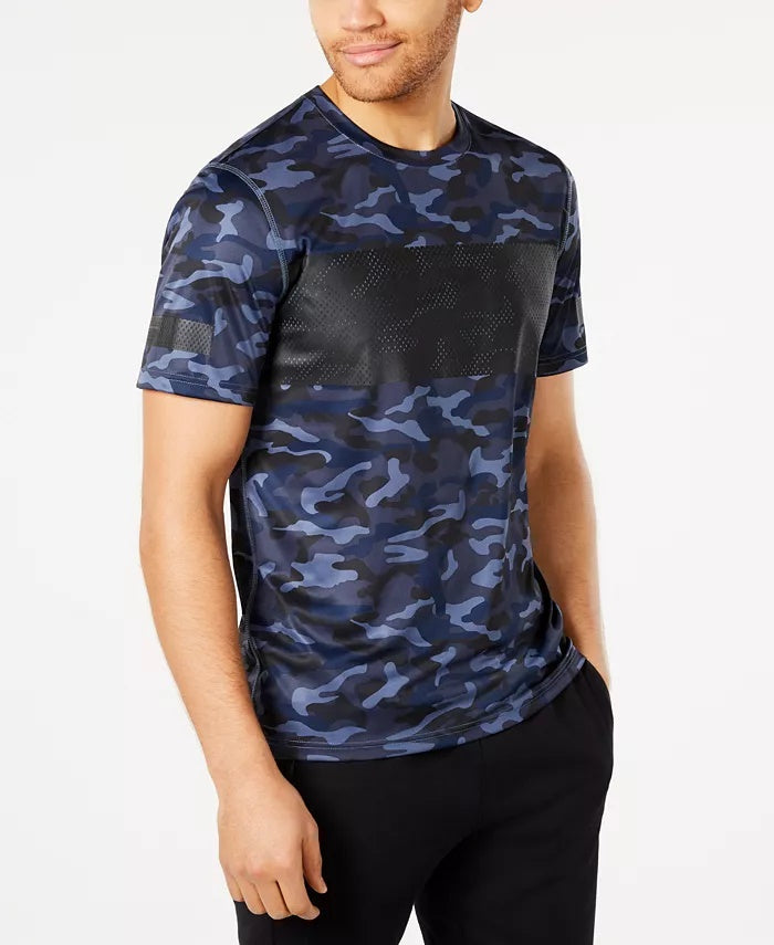 Id Ideology Men's Camo-Print T-Shirt Blue Size Small