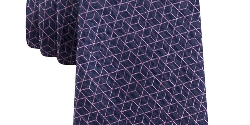 Calvin Klein Men's Escher Geometric Slim Silk Tie Blue/pink Size Regular