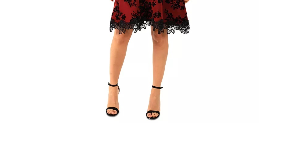 Donna Ricco Women's V-Neck Fit & Flare Dress Red Size 12