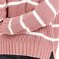 Hippie Rose Junior's Striped Sweater Pink/White Size Large