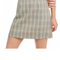Bebop Women's Zippered Tartan Plaid Spaghetti Strap Square Neck Short Sheath Evening Dress Beige X-Large
