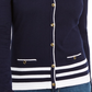 Karen Scott Women's Alexa Stripe Cardigan Blue Size -PS/M