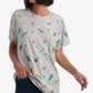 Lucky Brand Women's All Over Embroidered Floral T-Shirt Gray Size Medium