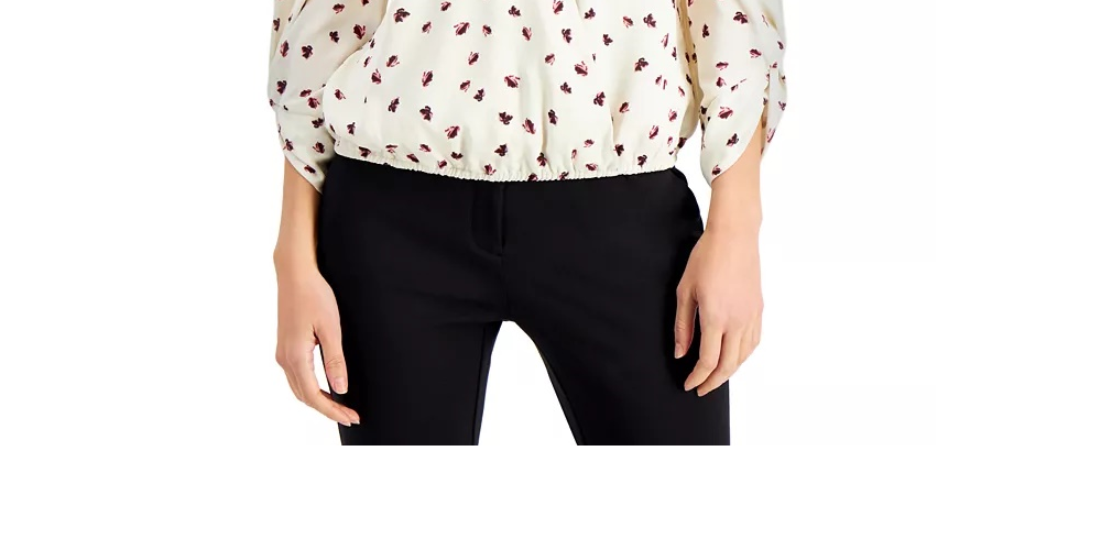 Alfani Women's Printed Surplice Top Beige Size X-Small