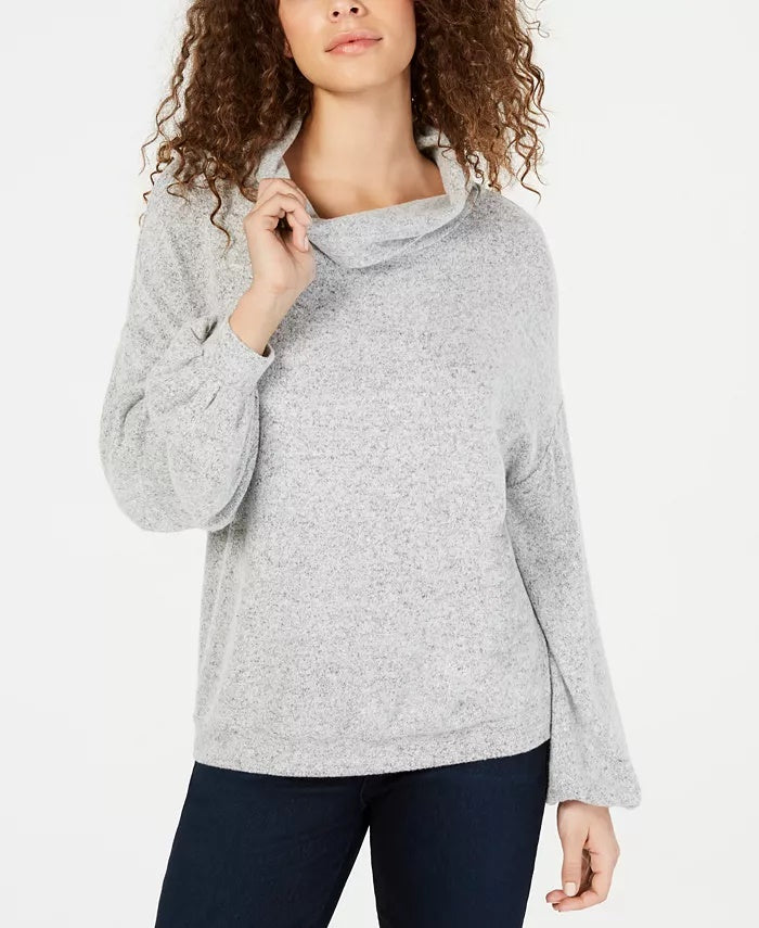 INC International Concepts Women's Cowlneck Knit Top Gray Size X-Small