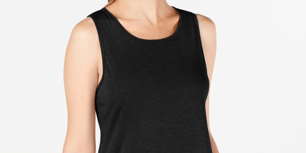 Ideology Women's Mesh-Hem Tank Top Black Size Small