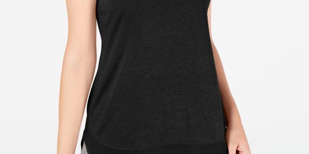 Ideology Women's Mesh-Hem Tank Top Black Size Small