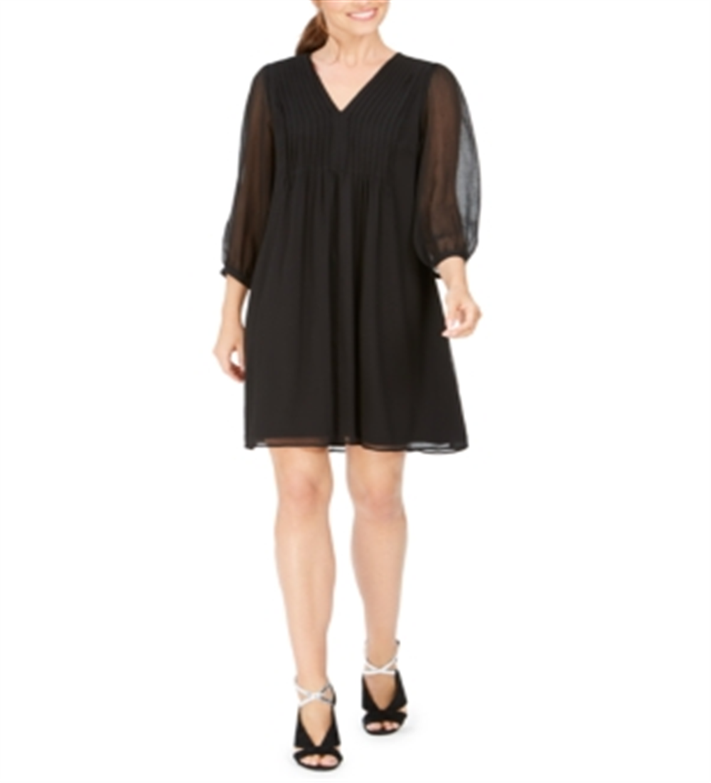 Calvin Klein Women's Pleated Chiffon Dress Black Size 6