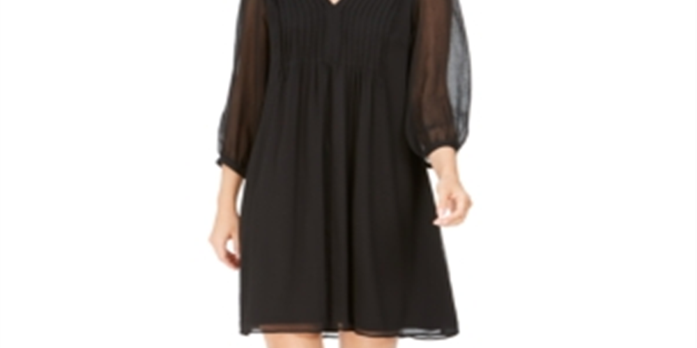 Calvin Klein Women's Pleated Chiffon Dress Black Size 6