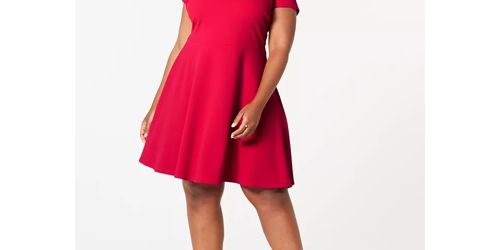 B Darlin Women's Trendy Plus Size Bow-Back Skater Dress Red Size Square 18W