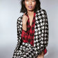 INC Women's Sequined Houndstooth Jacket Black Size Small