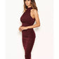 Ax Paris Women's High Neck Ruched Bodycon Midi Dress Navy Size 10