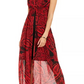 Connected Apparel Women's Red Printed Spaghetti Strap Sweetheart Neckline Jumpsuit Red Size 10