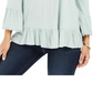 Style & Co Women's Off-The-Shoulder Bell-Sleeve Top Industrial Blue Size X-Large