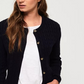 Superdry Women's Croyde Bay Cable Knit Cardigan Sweater Navy Size 4