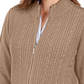 Karen Scott Women's Cable Knit Zip Front Sweater Brown Size Petite XL