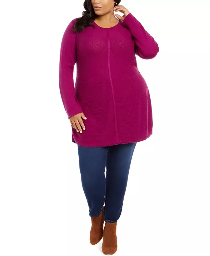 Style & Co Women's Plus Size Smalleam-Front Tunic Sweater Purple Size 0X