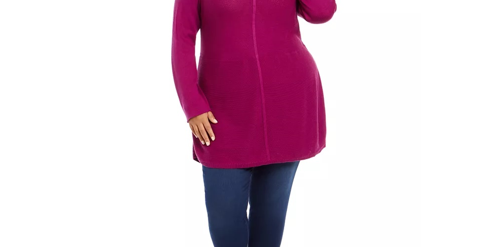 Style & Co Women's Plus Size Smalleam-Front Tunic Sweater Purple Size 0X