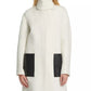 DKNY Women's Stand Collar Faux Leather Pocket Coat White Size X-Small