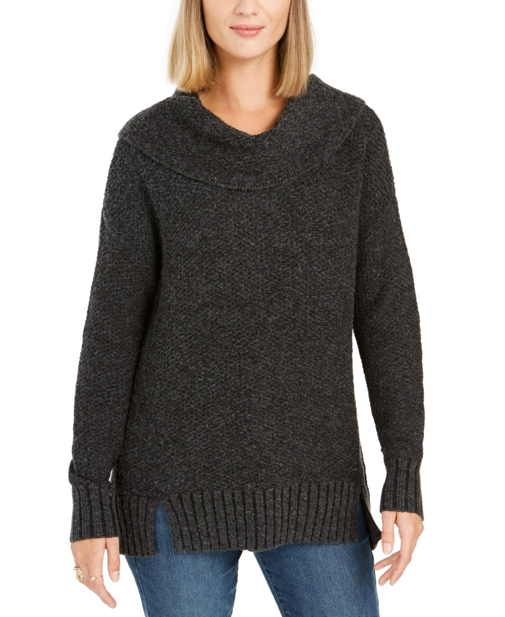 Style & Co Women's Neck Sweater Gray Size Medium
