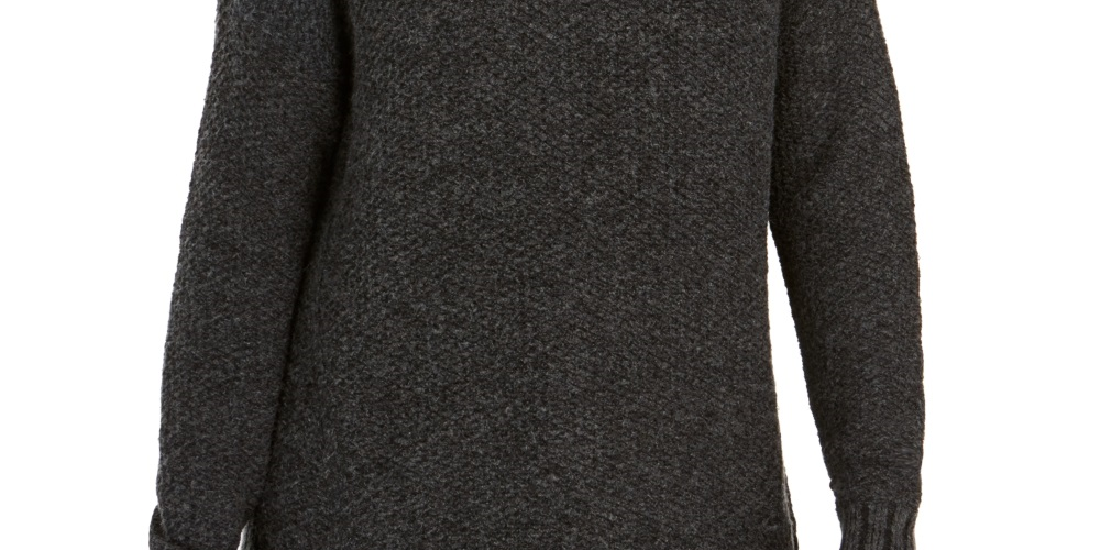 Style & Co Women's Neck Sweater Gray Size Medium