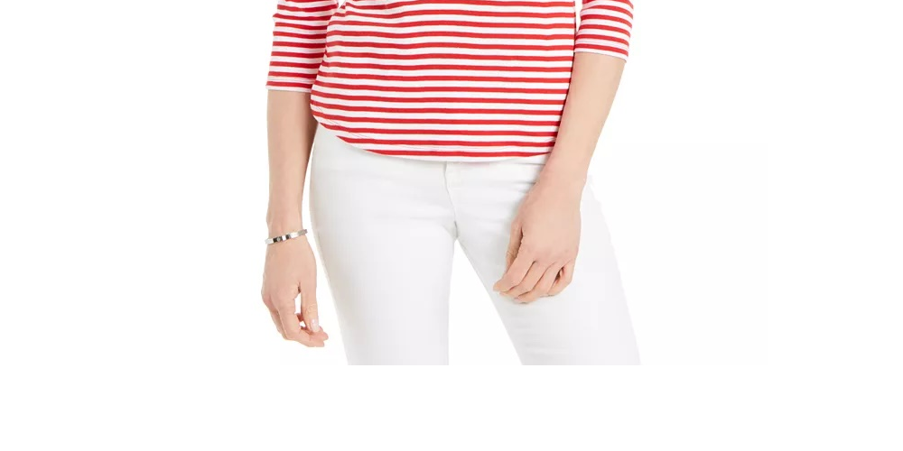 Charter Club Women's Supima Cotton Striped Top Pink Size X-Large