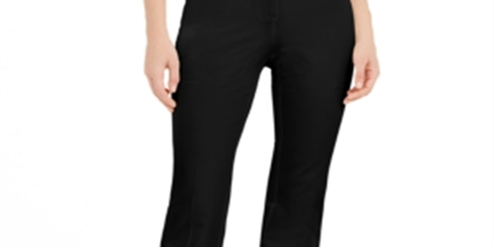 Alfani Women's High Waist Belted Straight Leg Pants Black Size 16