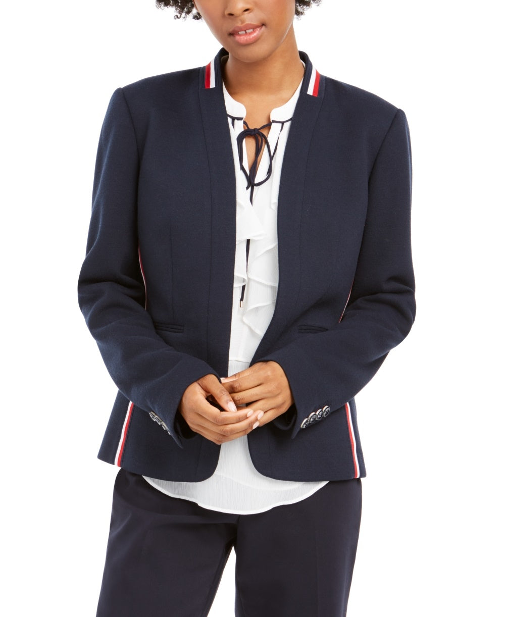 Tommy Hilfiger Women's Striped Jacket Blue Size 10