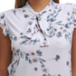 Calvin Klein Women's Printed Tie-Neck Top White Size X-Small