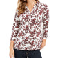 Charter Club Women's Printed 3/4 Sleeve Polo Top  White Size Small