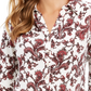 Charter Club Women's Printed 3/4 Sleeve Polo Top  White Size Small