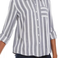 Style & Co Women's Striped Utility Shirt Grey Size X-Large